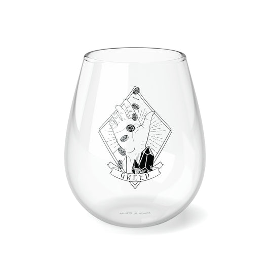 Greed Stemless Wine Glass, 11.75oz